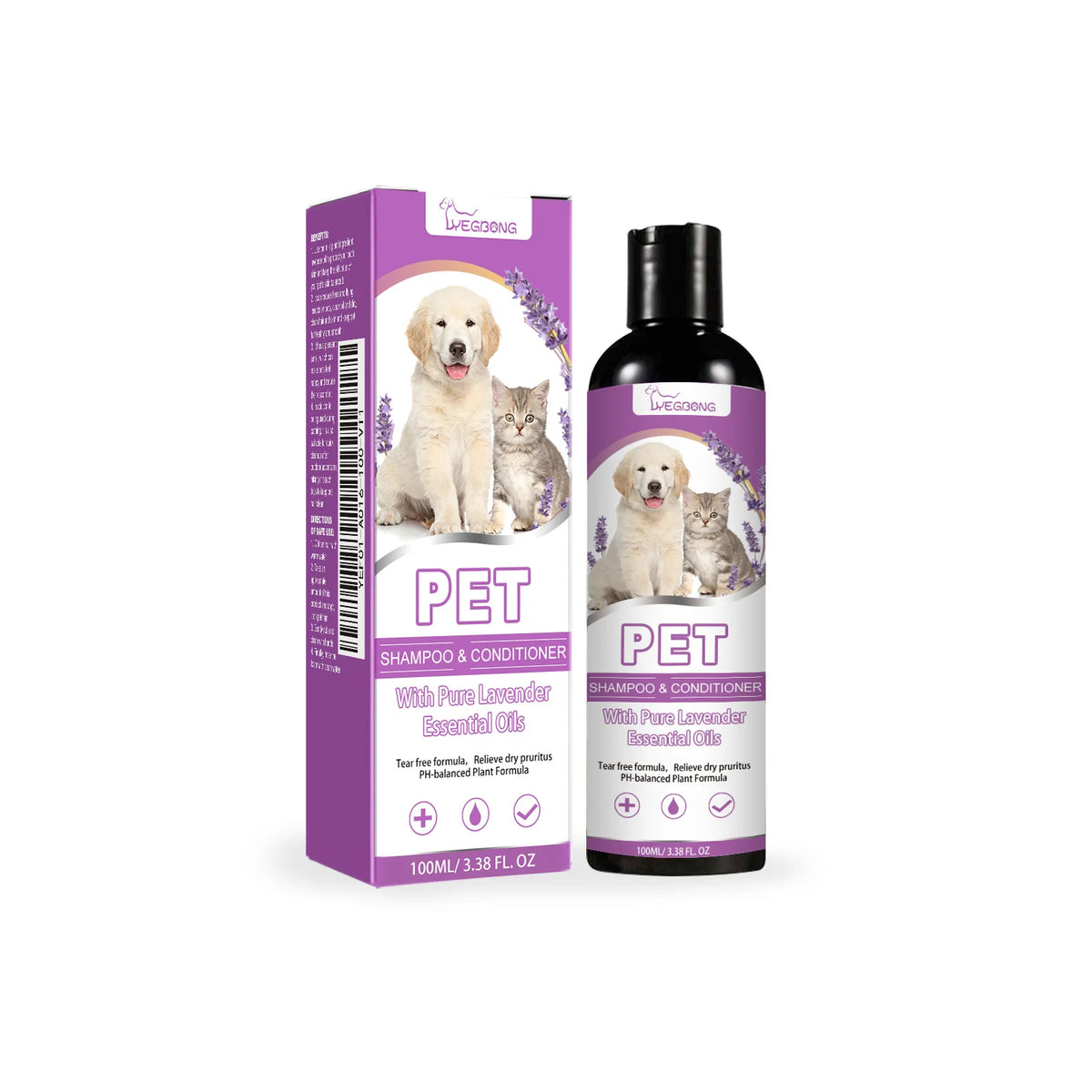 Pet Shampoo Shower Gel, for Dogs or Cats. For Soothing Itchy Animal Skin, makes Hair Smooth & helps with Detangling. Deep Cleaning Coat Care. Natural Shine. Soft Tangle Free, 100ml