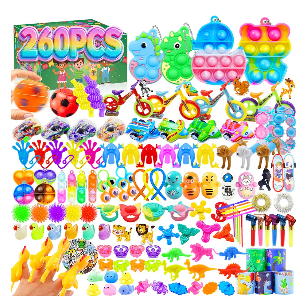 Kids Fidget Toys Party Favors Pack - Sensory Set Gifts with Stickers, Goodie Bag Fillers, Treasure Box, Classroom Prizes for School
