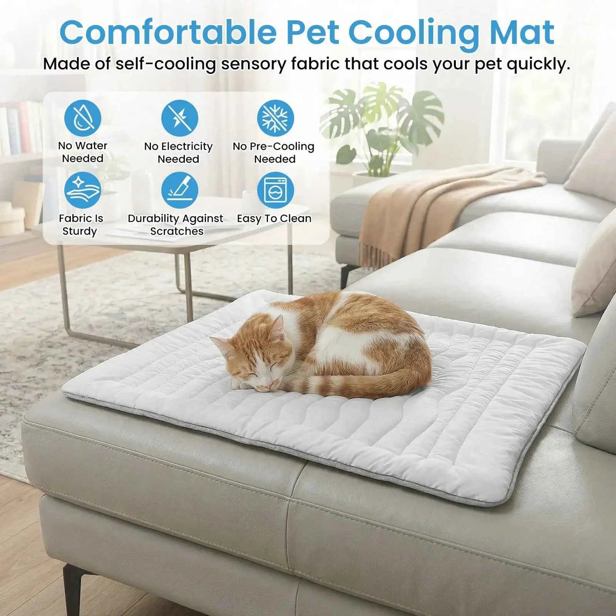 Non-Slip Washable Pet Cooling Mat Blanket,