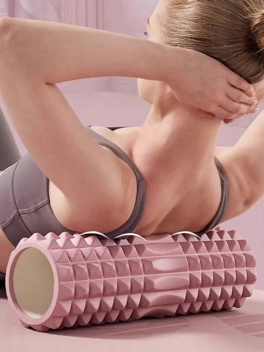 1pc Pink Foam Yoga Massage Roller, For Muscle Relaxation And Flexibility Training - Textured Surface For Deep Tissue Massage, Ideal For Yoga, Pilates And Fitness.