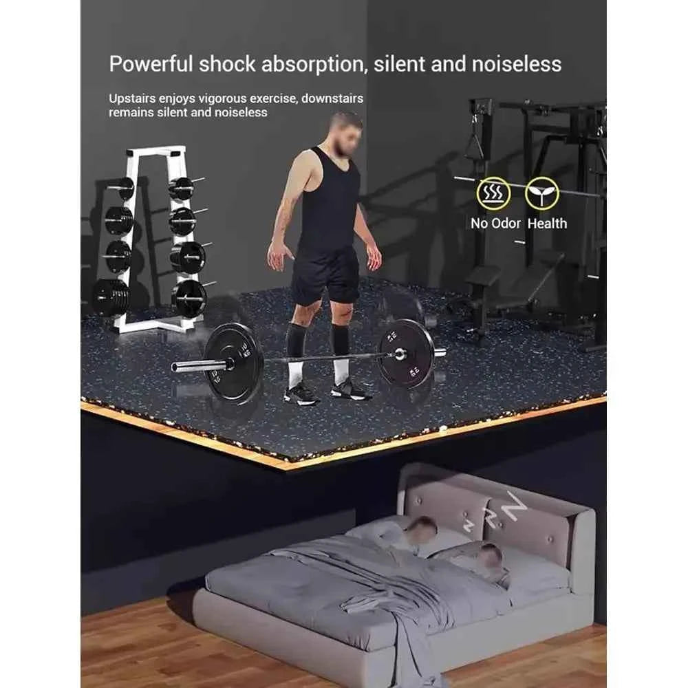 Home or Gym Exercise Mats - Rubber-Topped, Interlocking Tiles for Protective Flooring (8.25mm, 500mm)