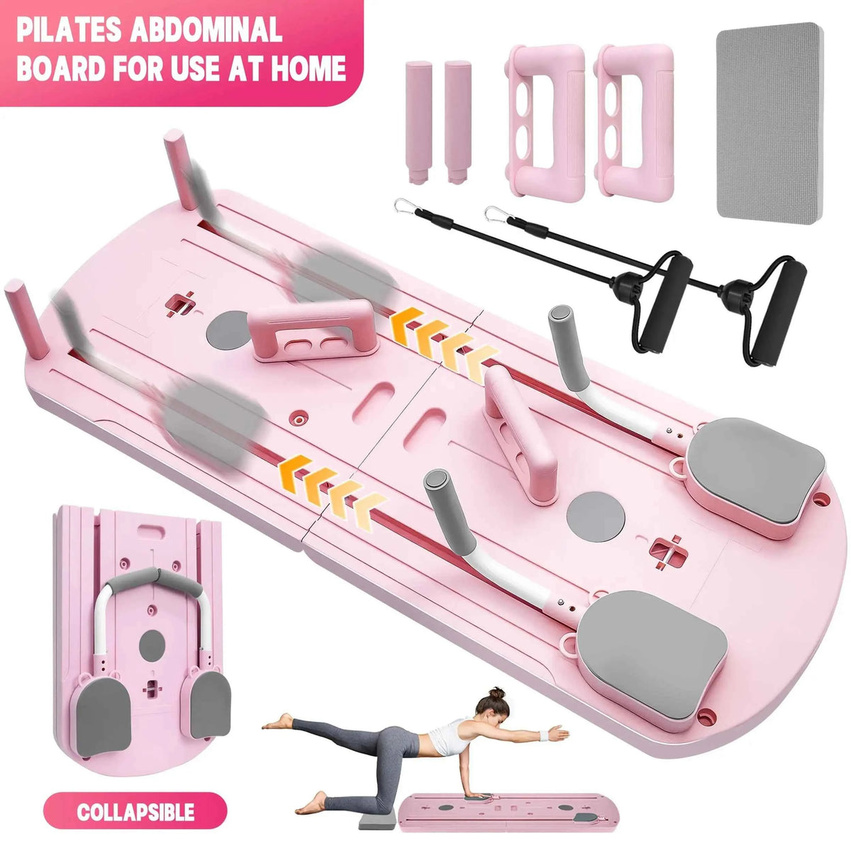 8-in-1 Multifunctional Foldable Pilates Board. Portable Yoga Training Board with 24 Non-Slip Fee.t Space Saving Home Gym
