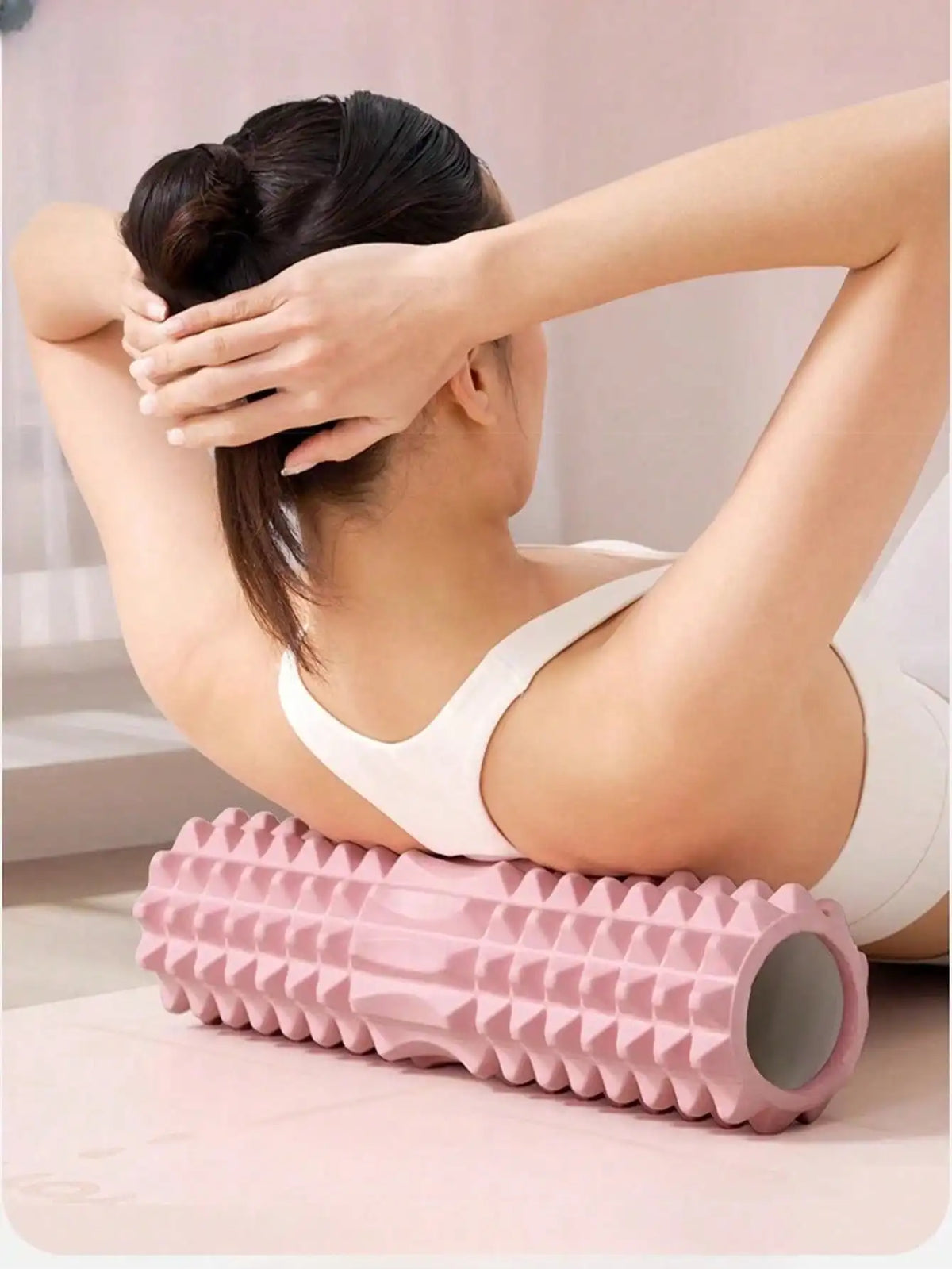 1pc Pink Foam Yoga Massage Roller, For Muscle Relaxation And Flexibility Training - Textured Surface For Deep Tissue Massage, Ideal For Yoga, Pilates And Fitness.