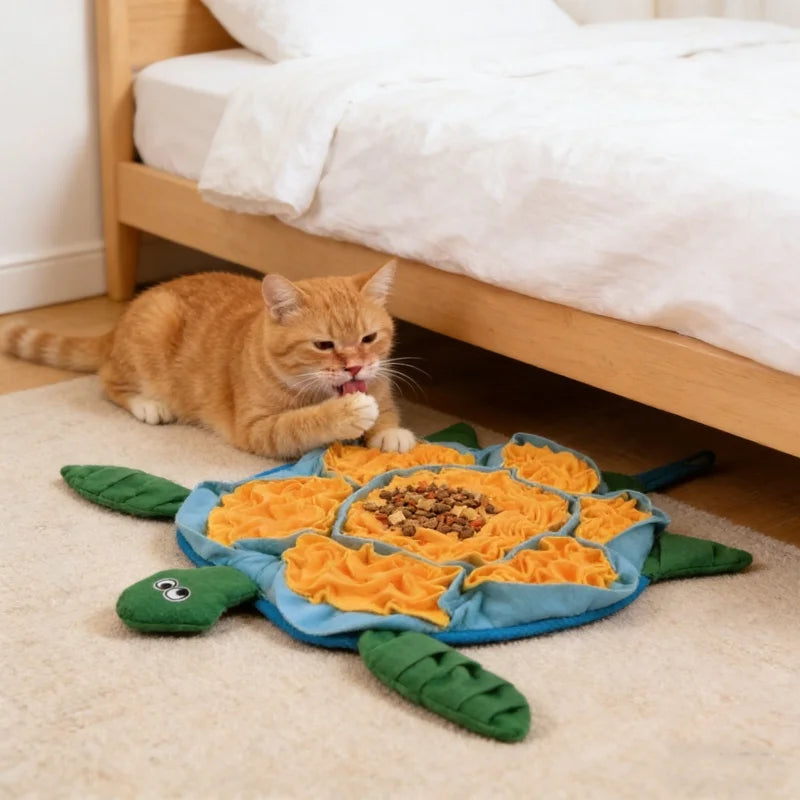 BOOTEELY Pet Sniffing Mat Turtle Design.  Dog Puzzle Feeder, Washable. Foraging Pad for Boredom & Anxiety Relief