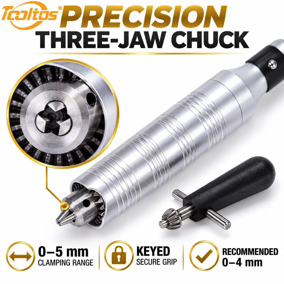 TOOLTOS Jewelry Flex Shaft Grinder. Handpiece 0-5mm Chuck with Key for Engraving, Polishing, Drilling. Rotary Motor Accessories