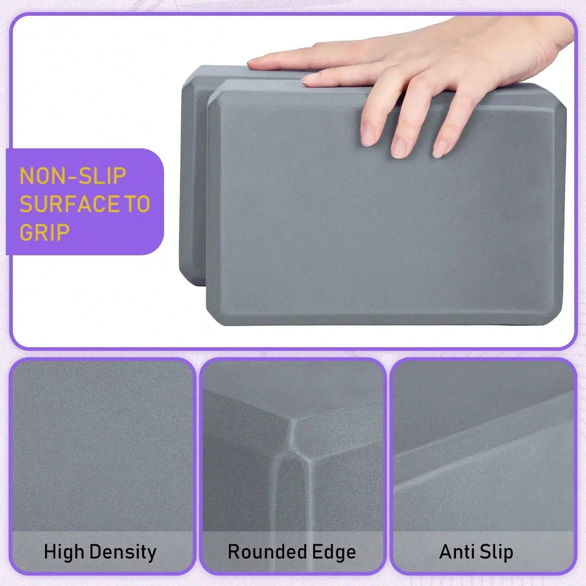 2‑Pack High‑Density Foam Yoga Bricks, Lightweight Support Blocks for Gym, Dance, Fitness, Pilates