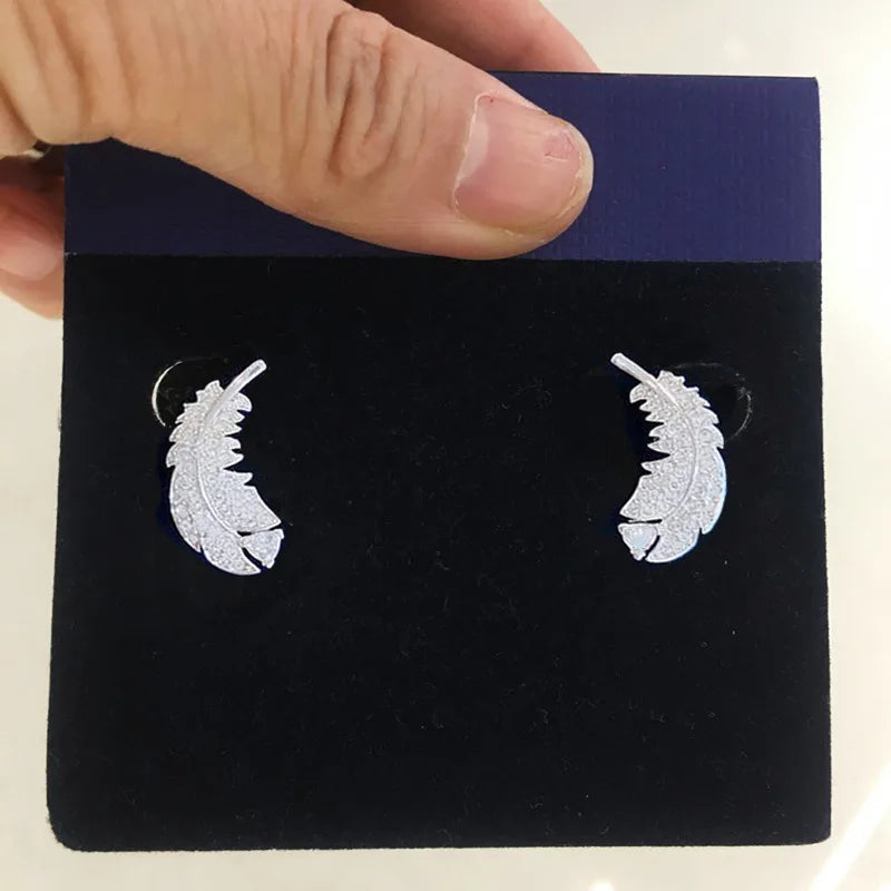 Buy One Get One Free S925 Pure Silver Full Diamond Mysterious Feather Earrings. Exclusive To High-end Luxury Banquets