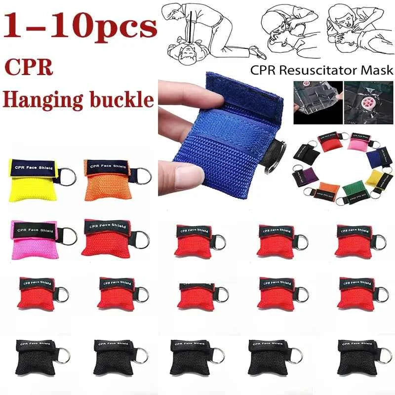 1~10pc Outdoor Rescue Health Care Tools.  Jetting Resuscitator Mask Key chain. First Aid Emergency Face Shield CPR Mask Professional