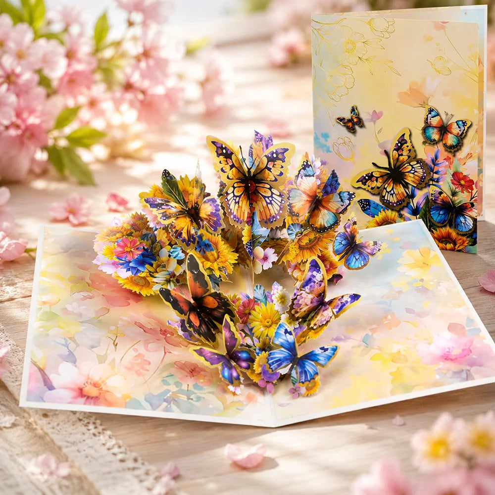 3D Pop Up Flower Greeting Cards or Wedding Card or Anniversary, Thanksgiving, Valentines Day, Birthday, Gift, Thank You Cards, or Handmade Cards