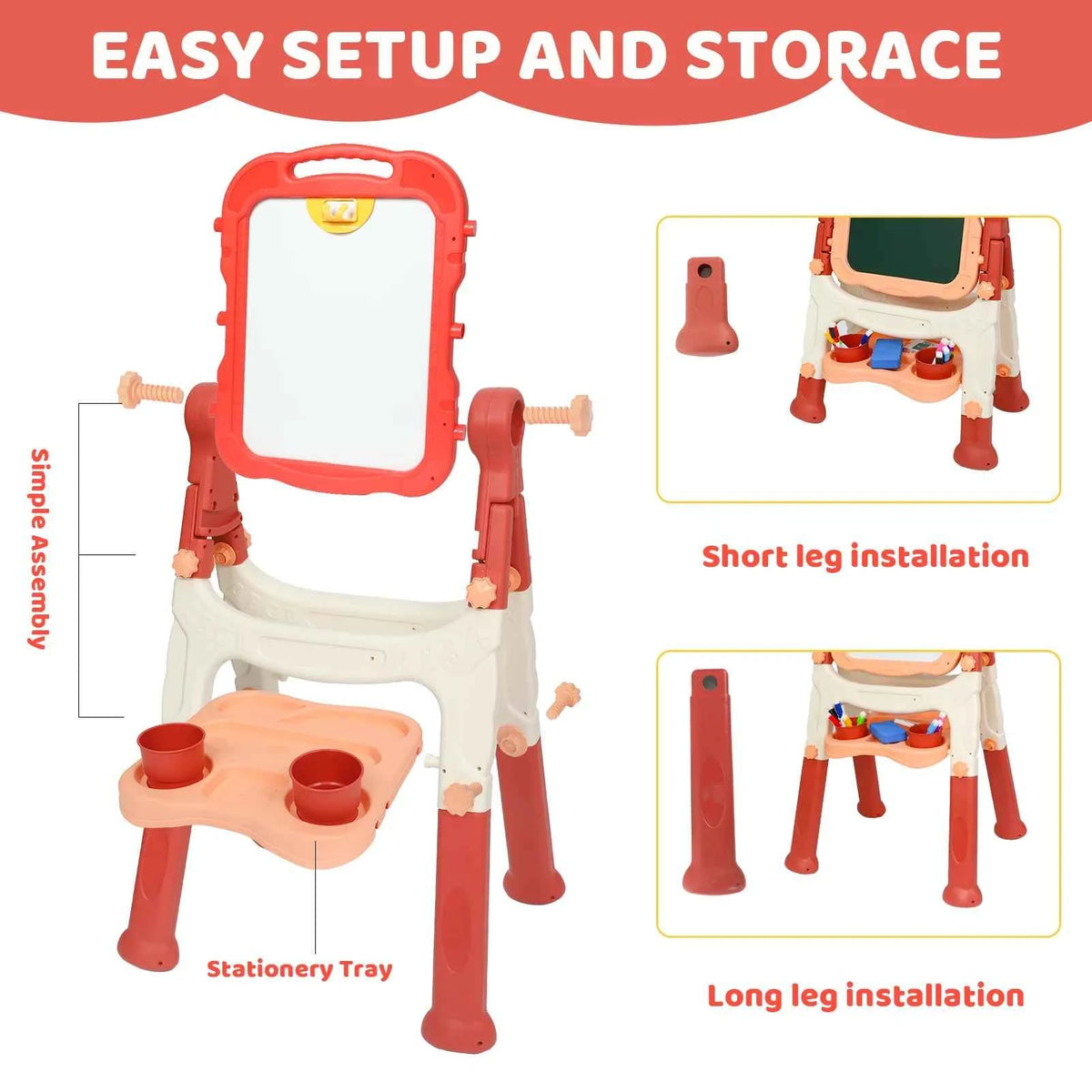 Children's art easel, adjustable standing rotating double-sided easel, with painting accessories, suitable for boys and girls aged 3 and above, standing children's art easel is an ideal birthday / Christmas / New Year gift fo