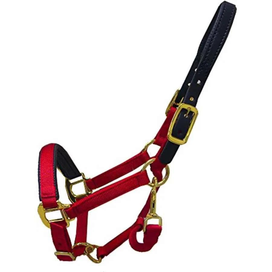 Thornhill Breakaway Padded Halter for Equestrian Use. Nylon Material, Red Color, Quick-Release Safety Buckle